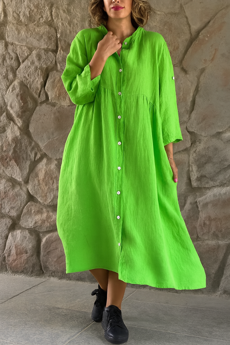 Lässiges Hemdkleid aus Baumwollleinen