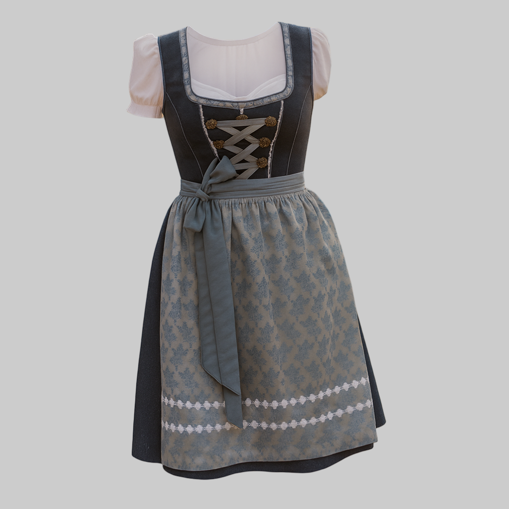 Dirndl Kleid mit Schürze und traditioneller Mieder Schnürung