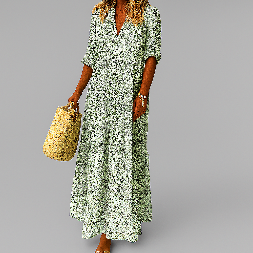 Maxikleid aus leichter Baumwolle mit Vintage-Print für Damen