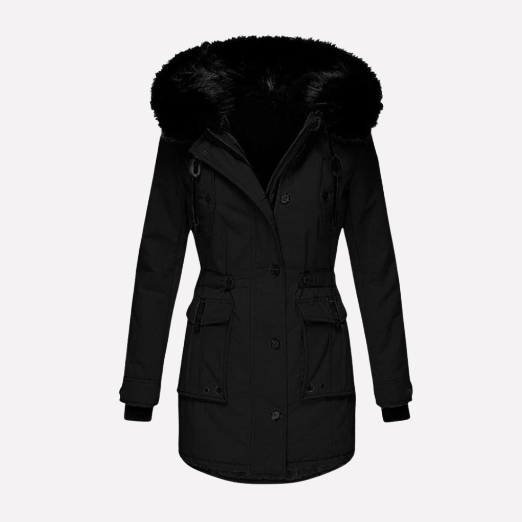 Damen Parka-Jacke mit Kapuze und Klappentaschen