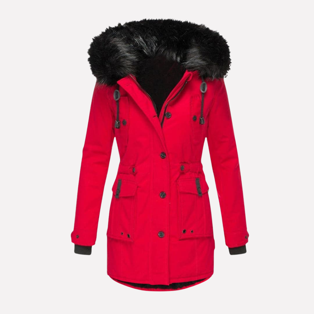 Damen Parka-Jacke mit Kapuze und Klappentaschen