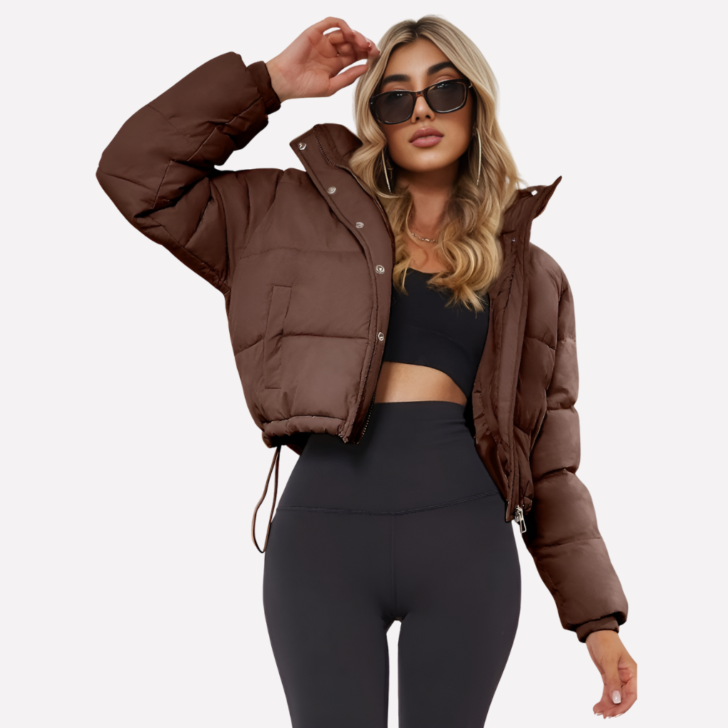 Damen Kurzjacke mit Kapuze und Frontreißverschluss
