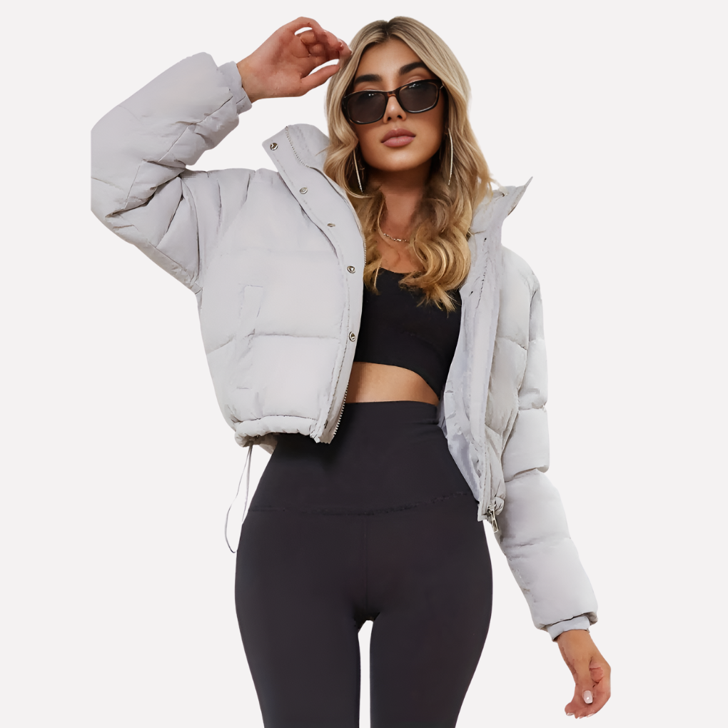 Damen Kurzjacke mit Kapuze und Frontreißverschluss