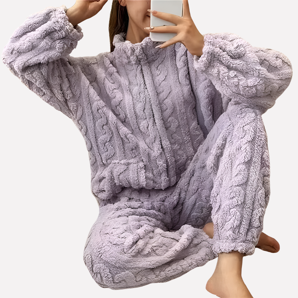 Damen Fleece Pyjama Set