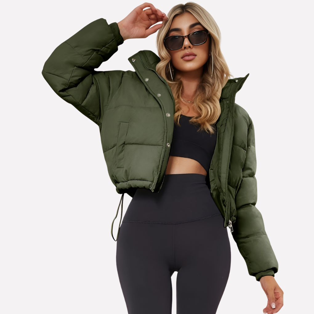 Damen Kurzjacke mit Kapuze und Frontreißverschluss