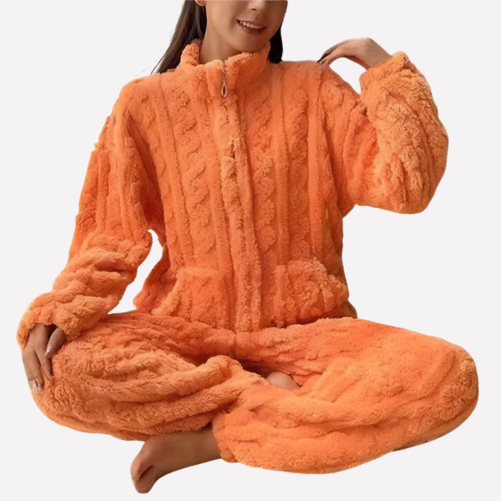 Damen Fleece Pyjama Set