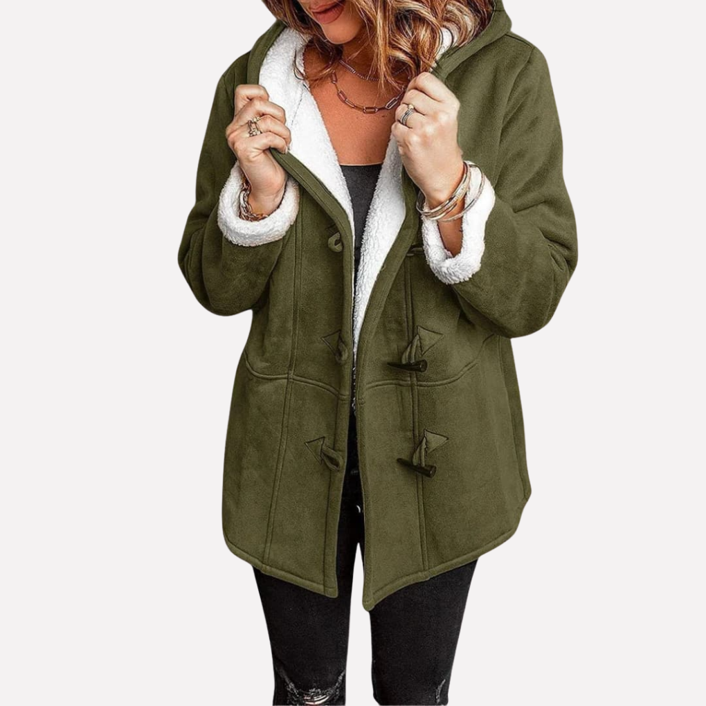 Damenjacke mit Kapuze und Toggle-Verschluss