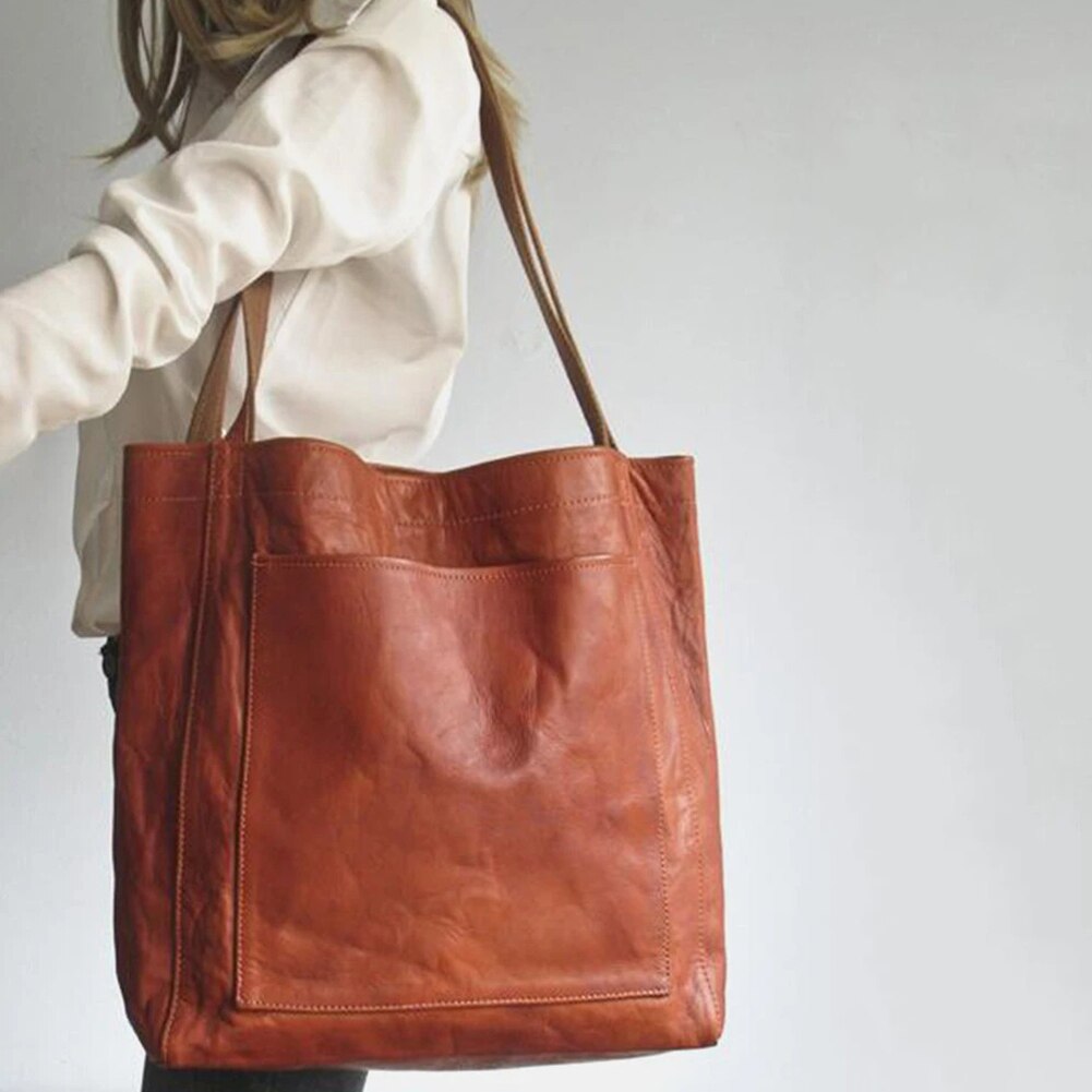 Luxuriöse vegane Leder-Tote-Schultertasche für Damen