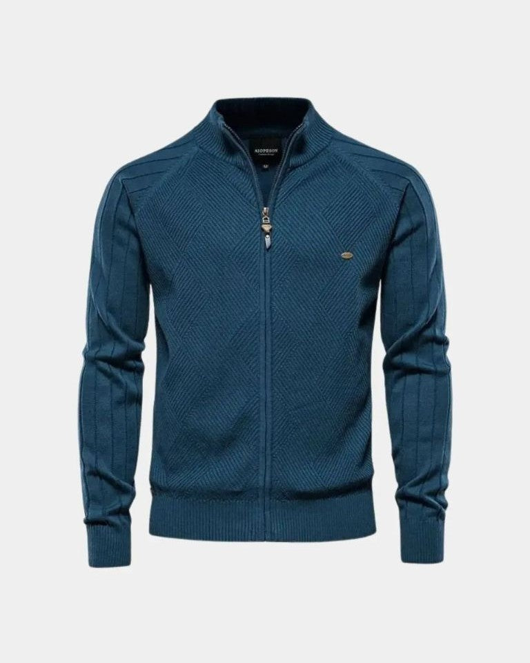 Herren Eleganter Jacquard-Pullover mit Rippdetails