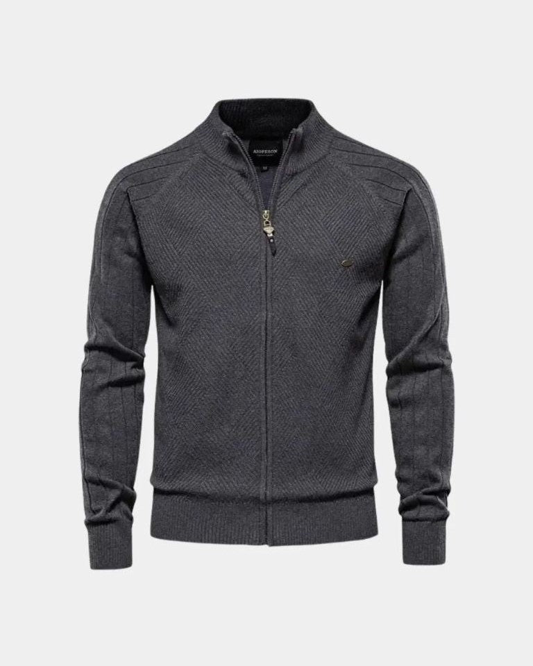 Herren Eleganter Jacquard-Pullover mit Rippdetails