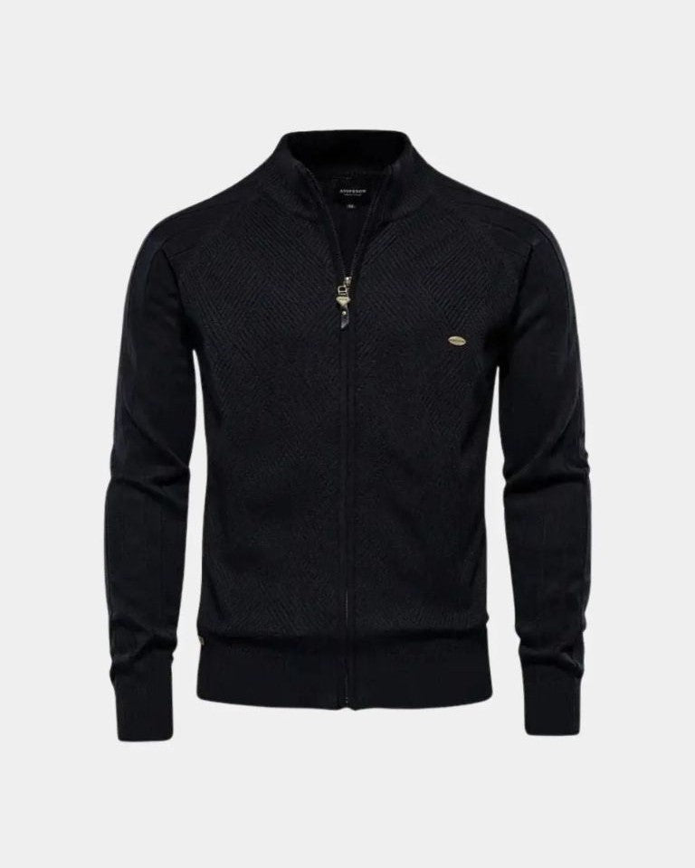 Herren Eleganter Jacquard-Pullover mit Rippdetails