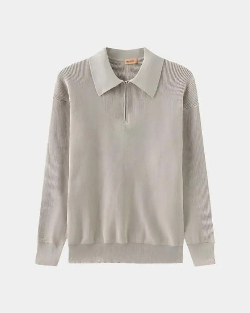 Herren Eleganter Zip-Polo-Pullover