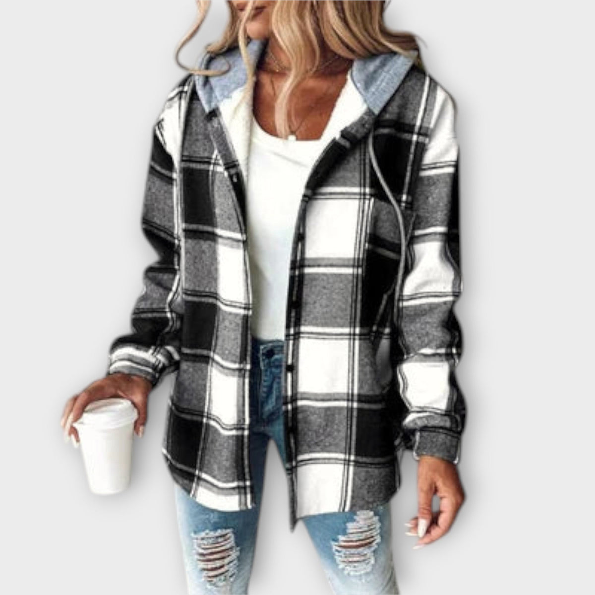Damen Gemusterter Hoodie mit Kapuze und Taschen