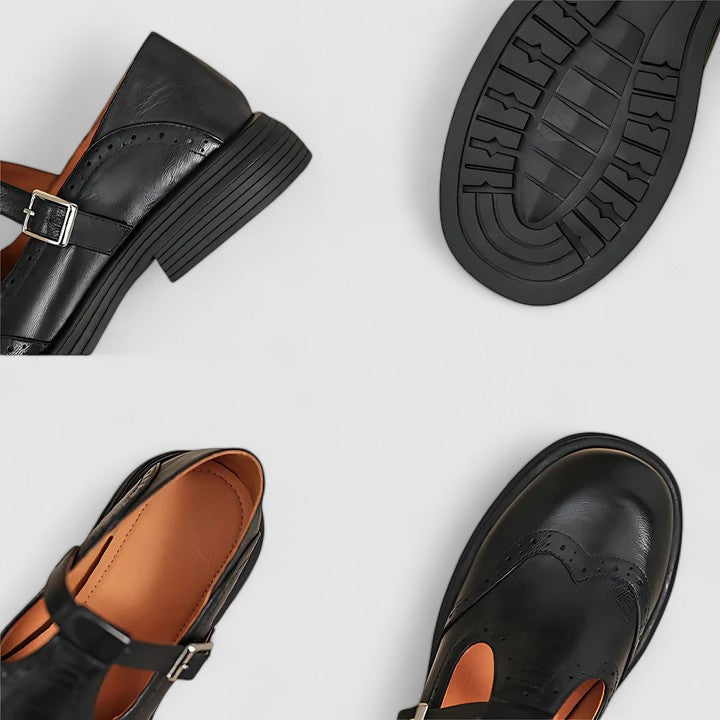 Damen Elegante Vintage Mary-Jane-Schuhe