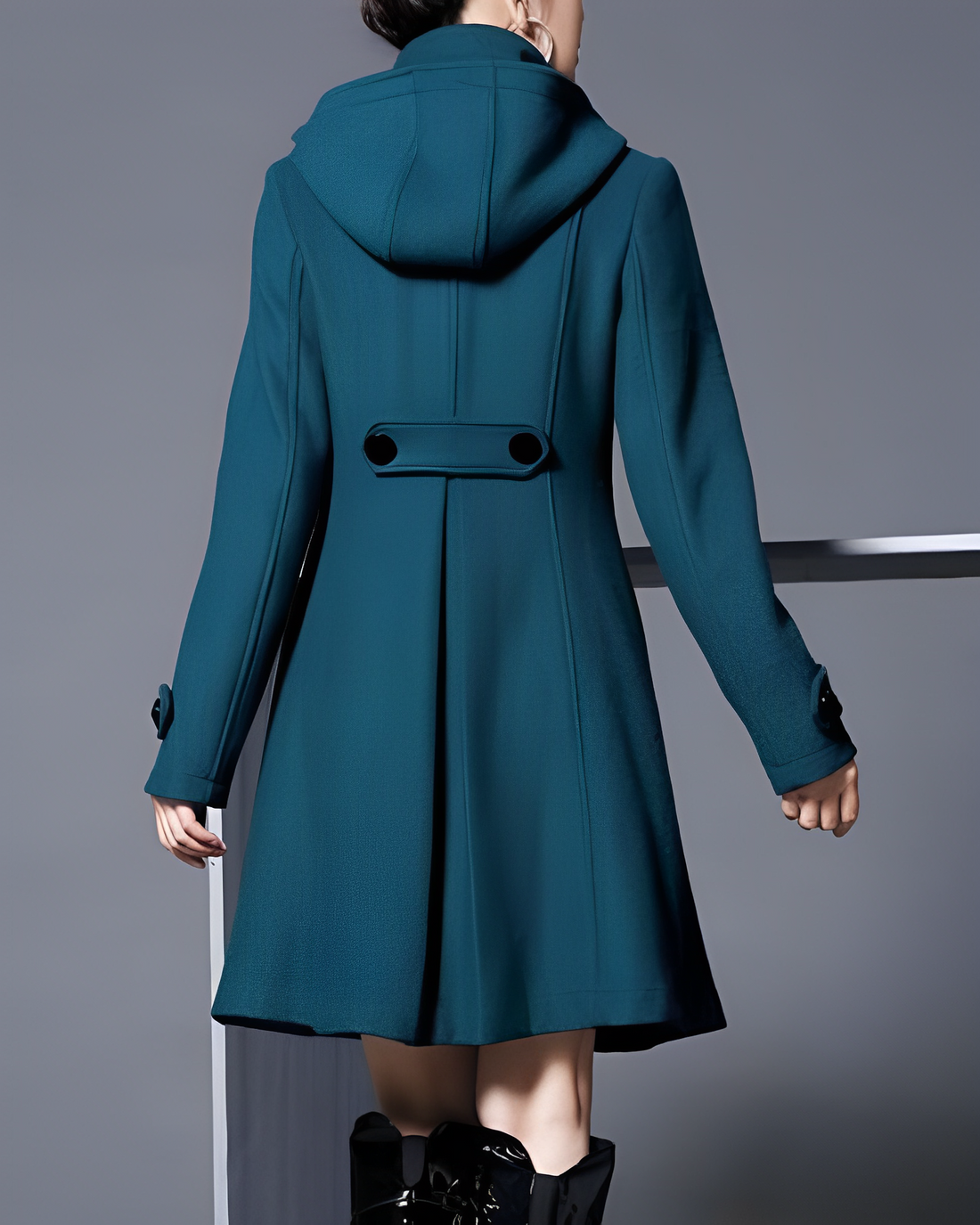 Damen Eleganter Langer Mantel mit Knöpfen