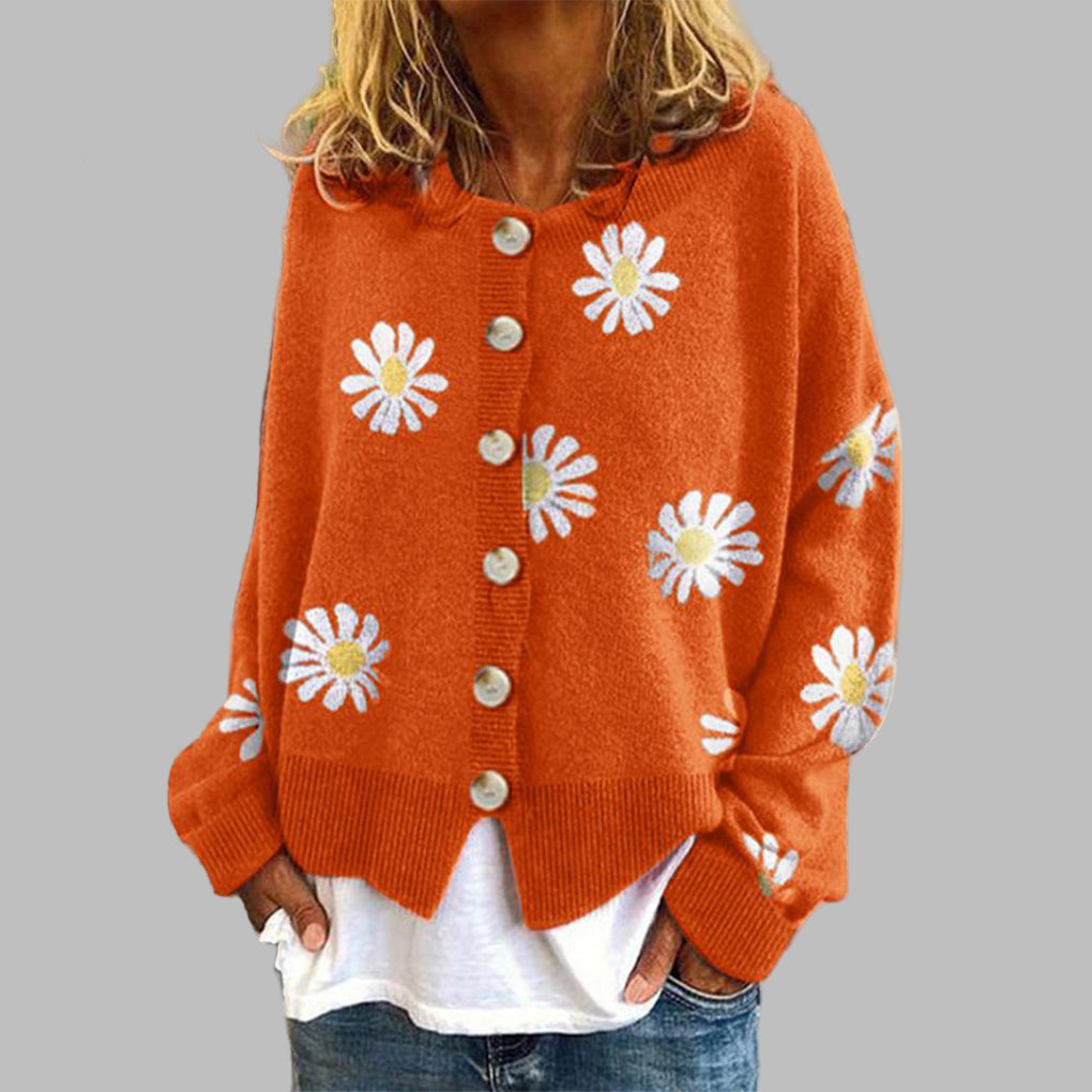 Blumen-Strickpullover für Damen