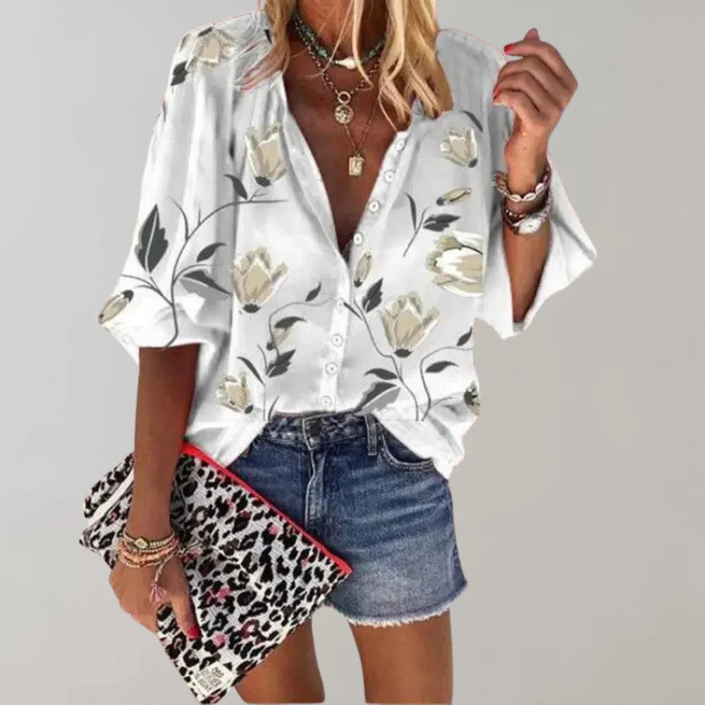 Damen Bluse mit Sommerlichem Blumenmuster