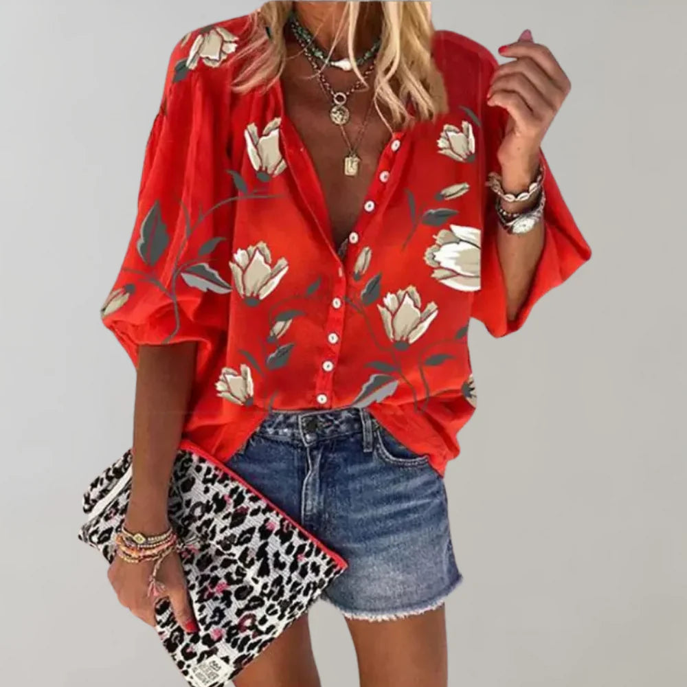 Damen Bluse mit Sommerlichem Blumenmuster