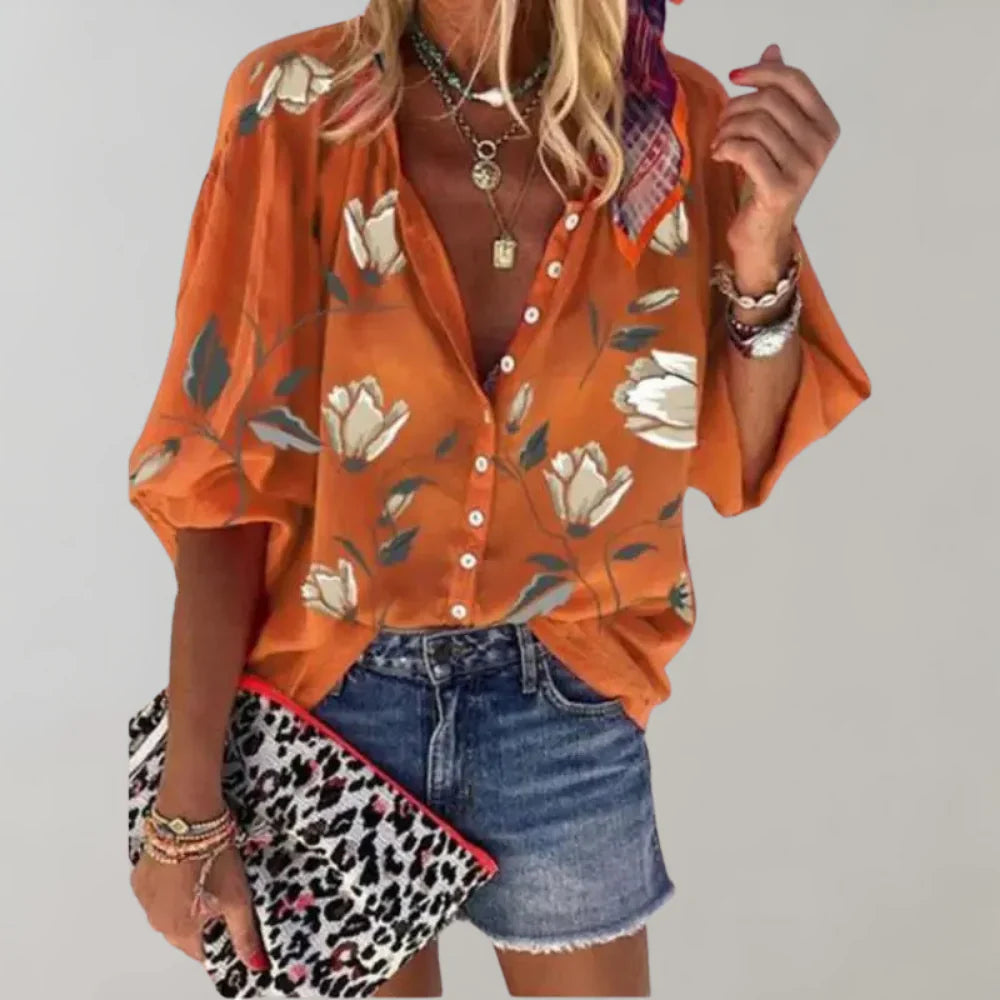 Damen Bluse mit Sommerlichem Blumenmuster