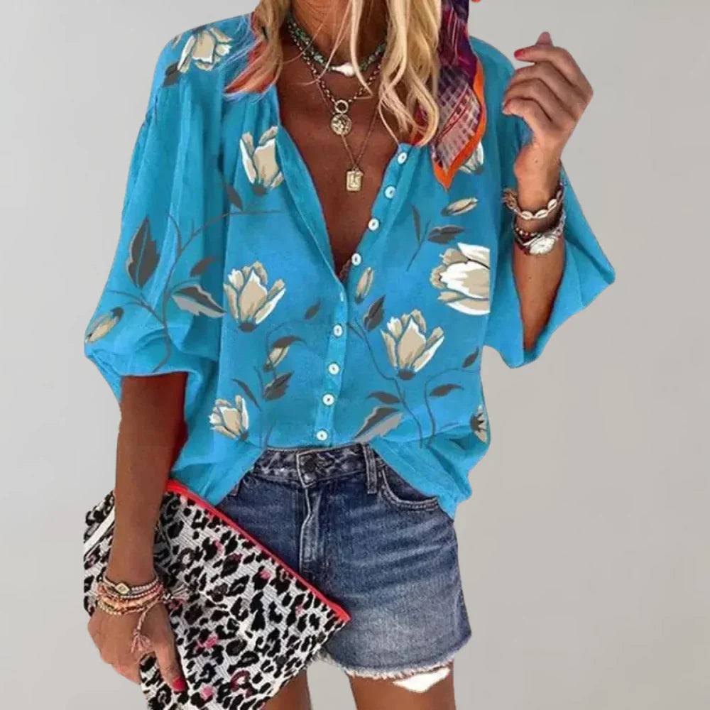 Damen Bluse mit Sommerlichem Blumenmuster