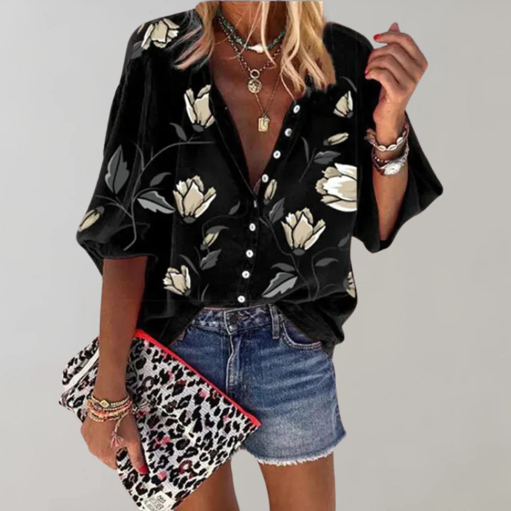 Damen Bluse mit Sommerlichem Blumenmuster