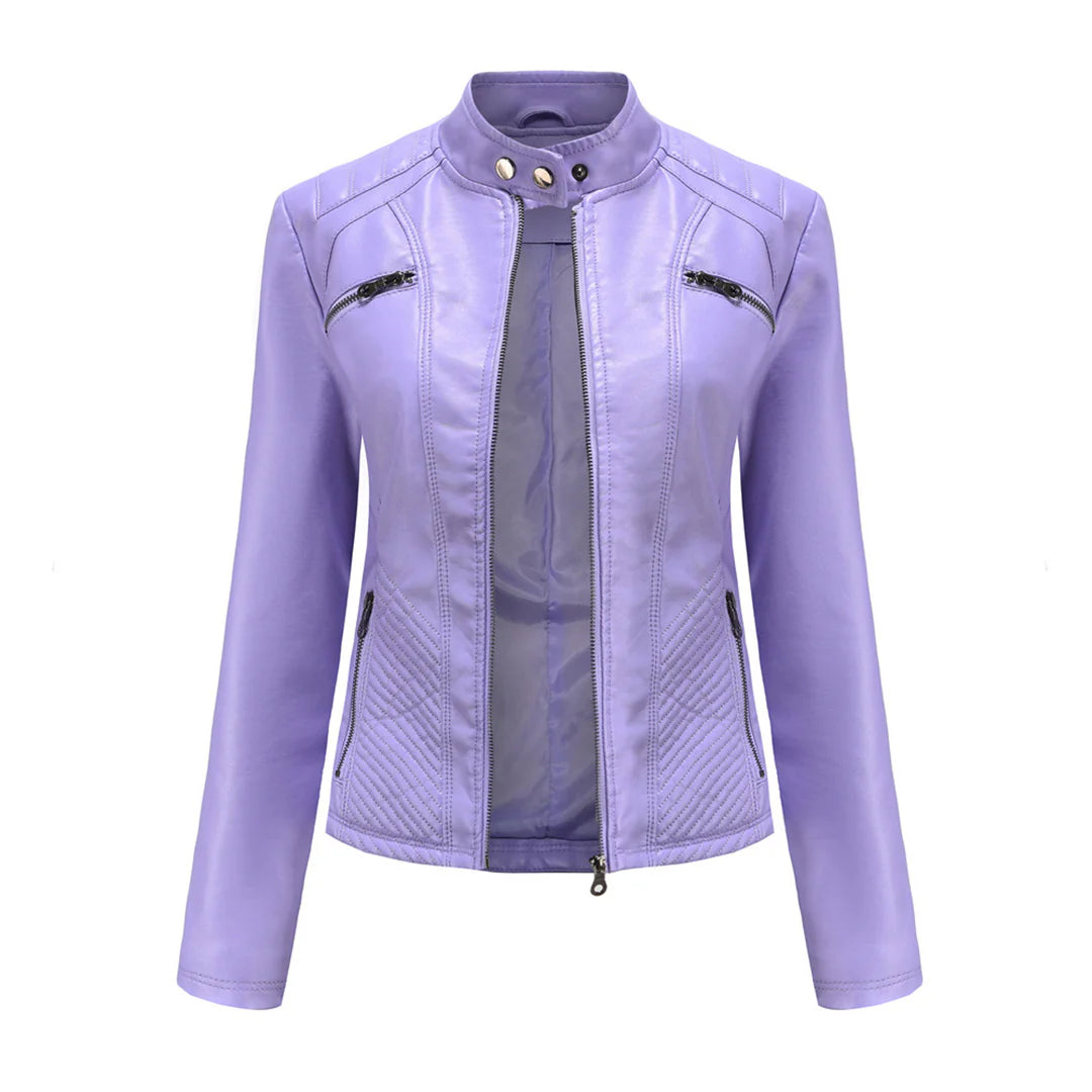 Stylische Kunstleder Damenjacke