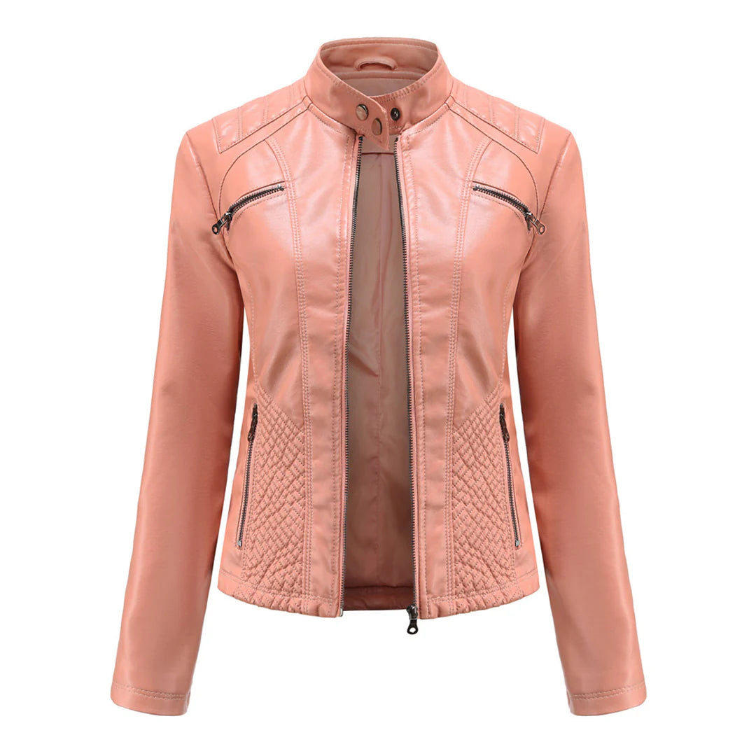 Stylische Kunstleder Damenjacke