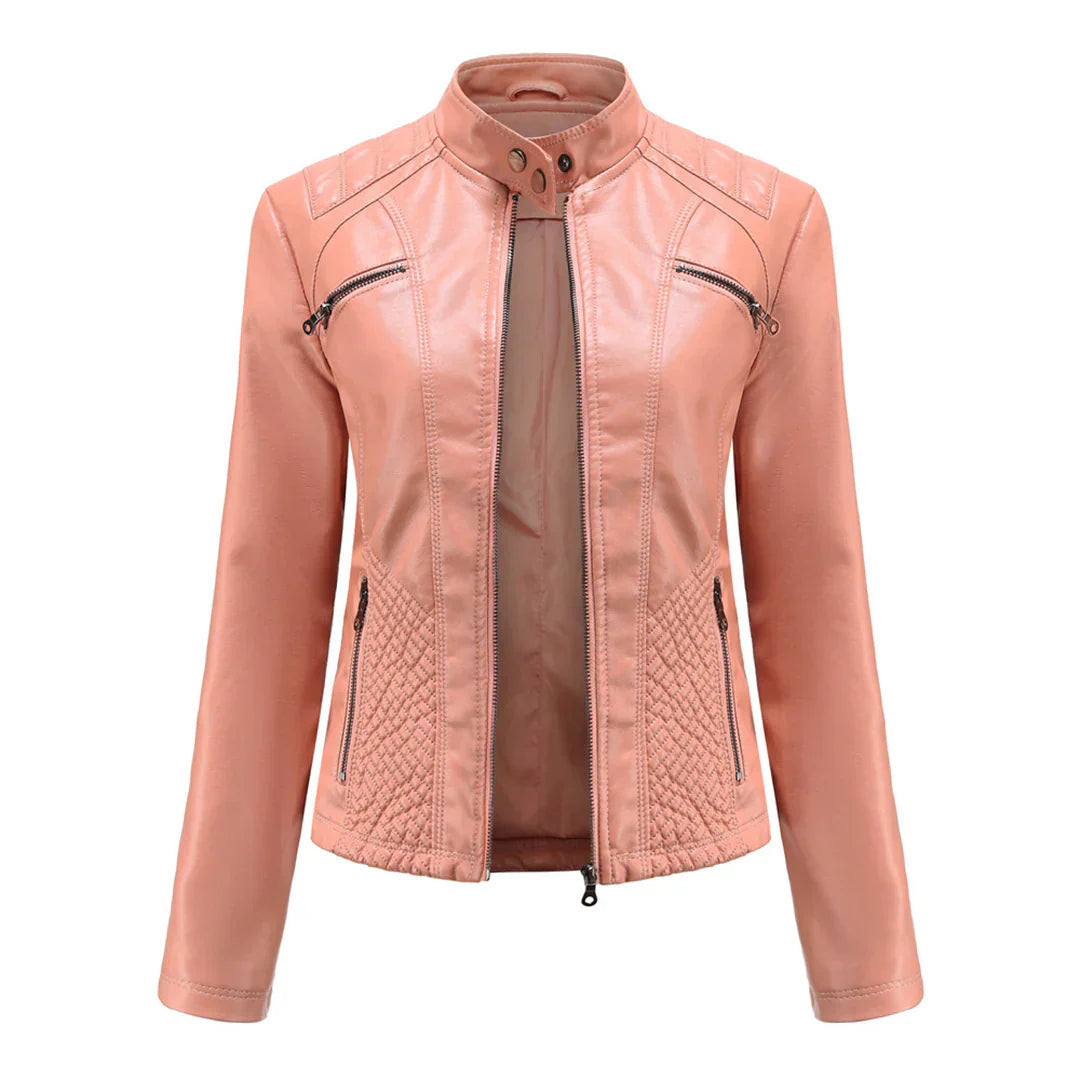 Stylische Damenjacke aus Kunstleder im klassischen Biker-Design