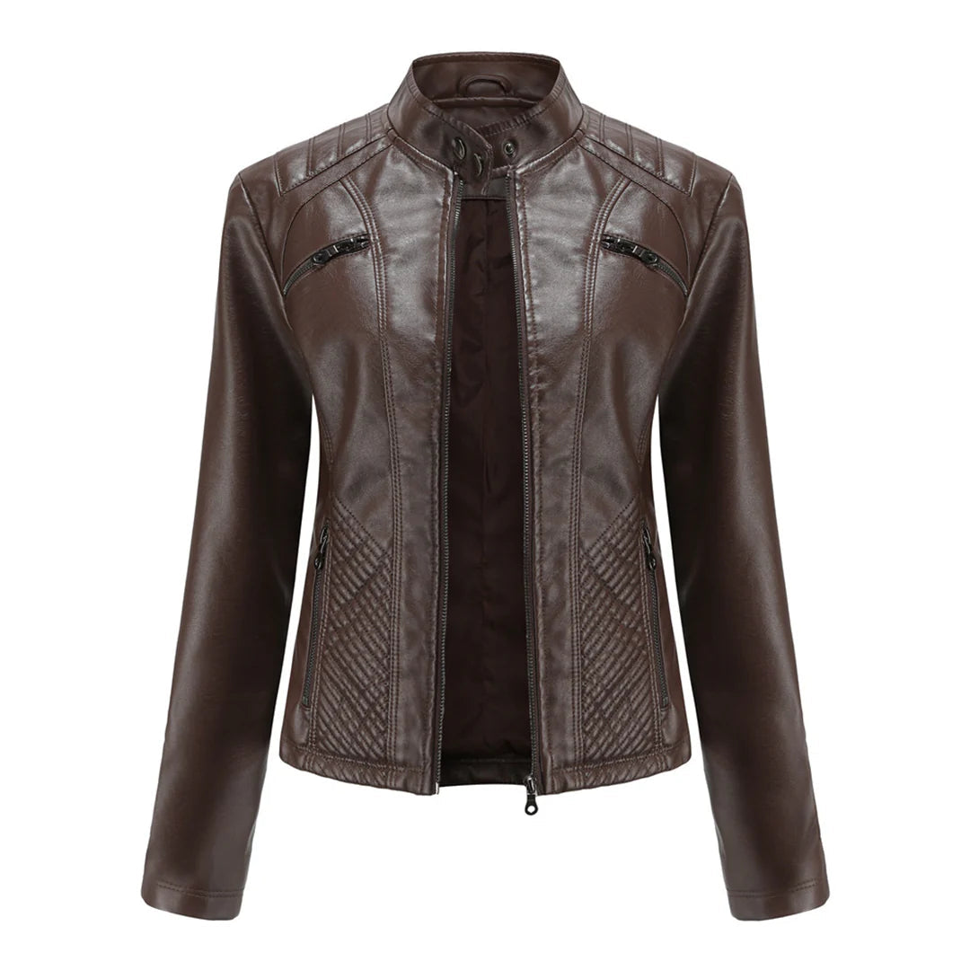Stylische Kunstleder Damenjacke