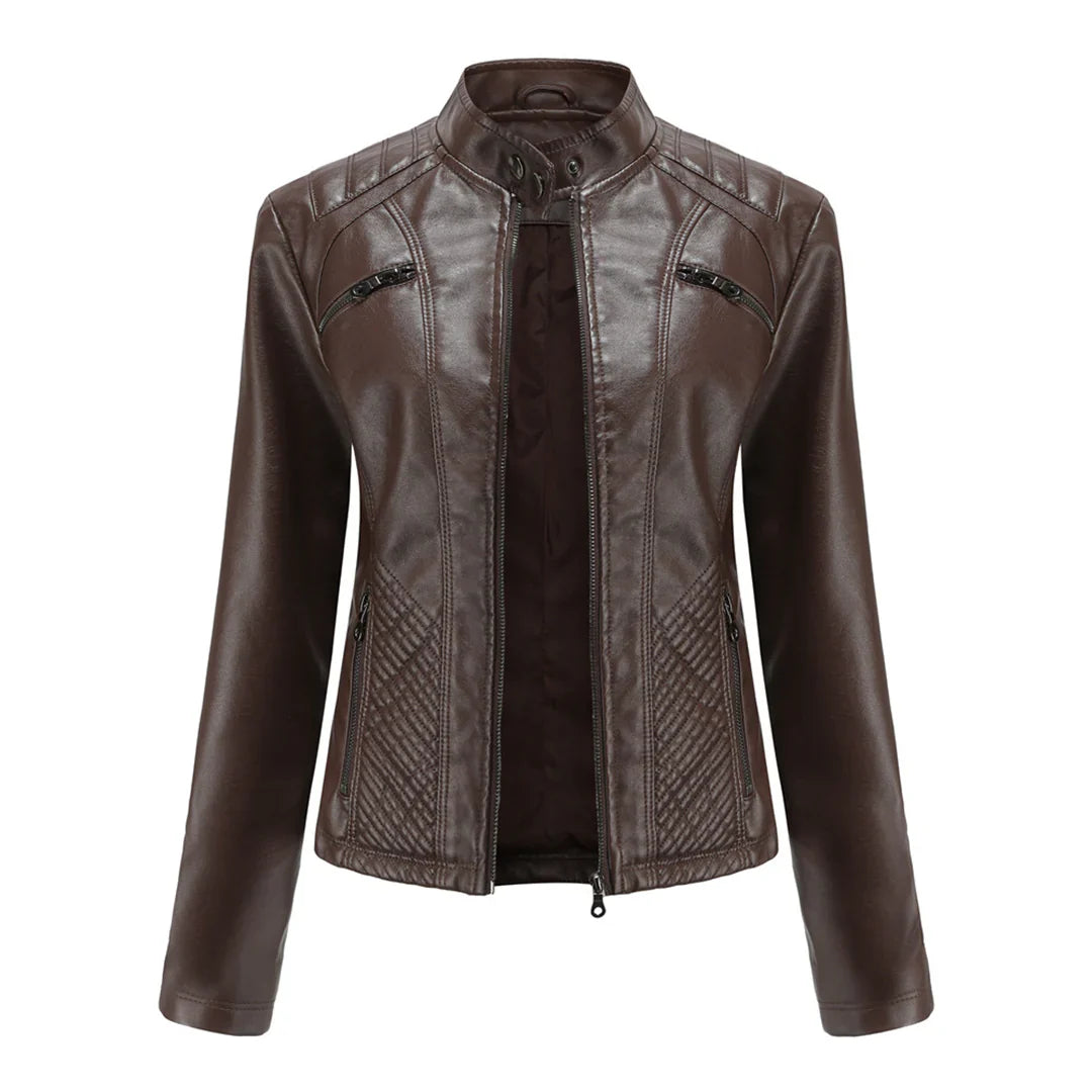 Stilvolle Damen-Lederjacke im Biker-Stil