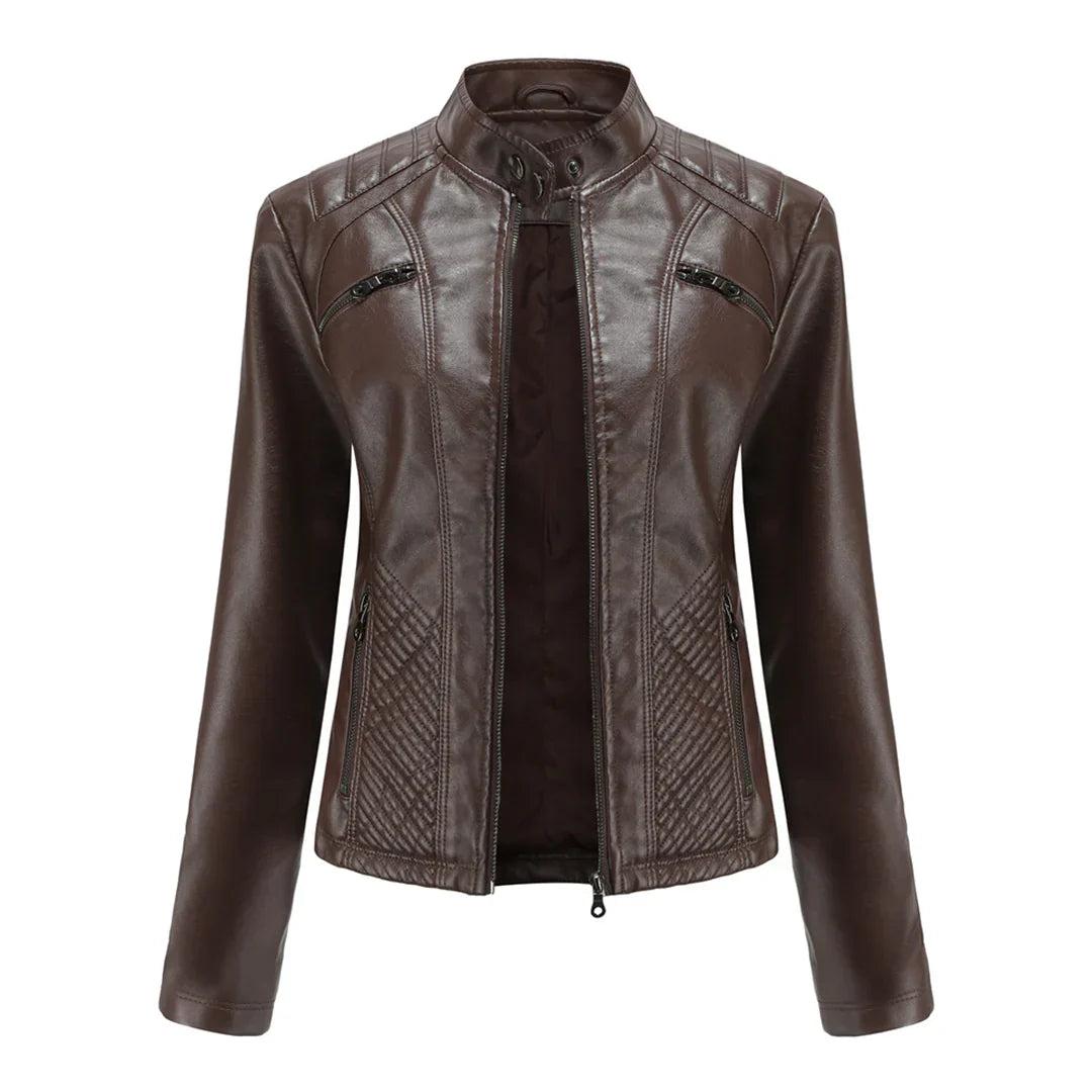 Stylische Damenjacke aus Kunstleder im klassischen Biker-Design