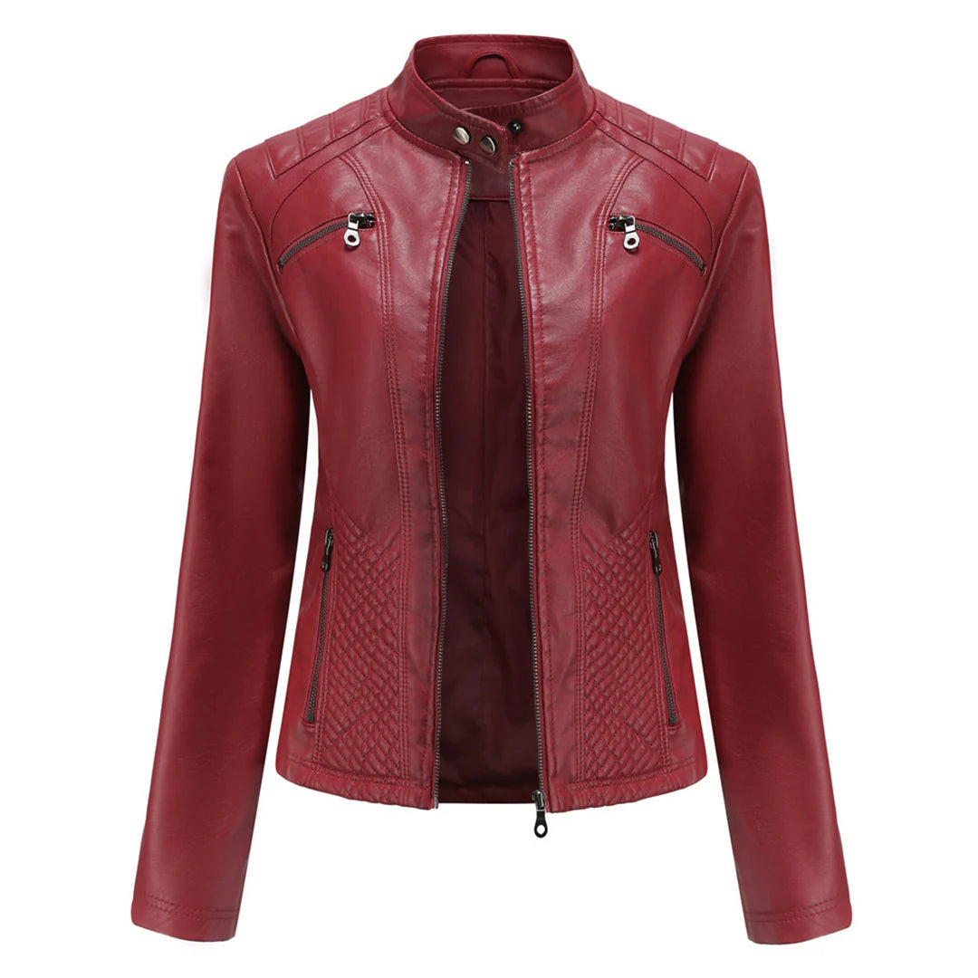 Stylische Kunstleder Damenjacke