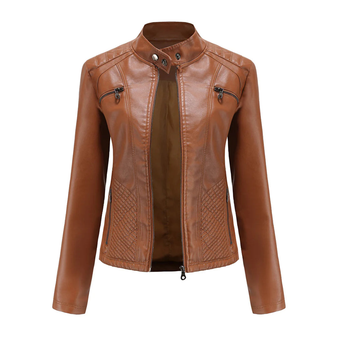 Stylische Kunstleder Damenjacke