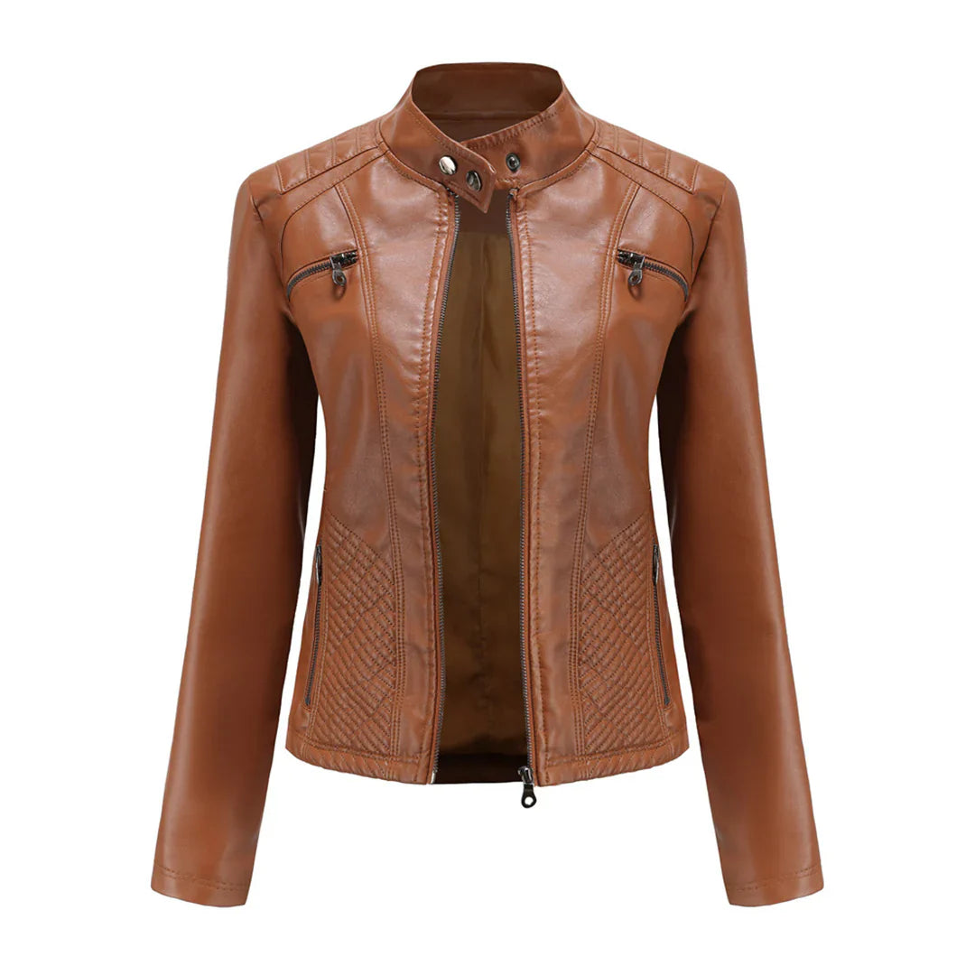 Stilvolle Damen-Lederjacke im Biker-Stil