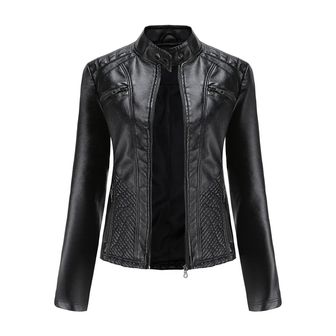 Stylische Damenjacke aus Kunstleder im klassischen Biker-Design
