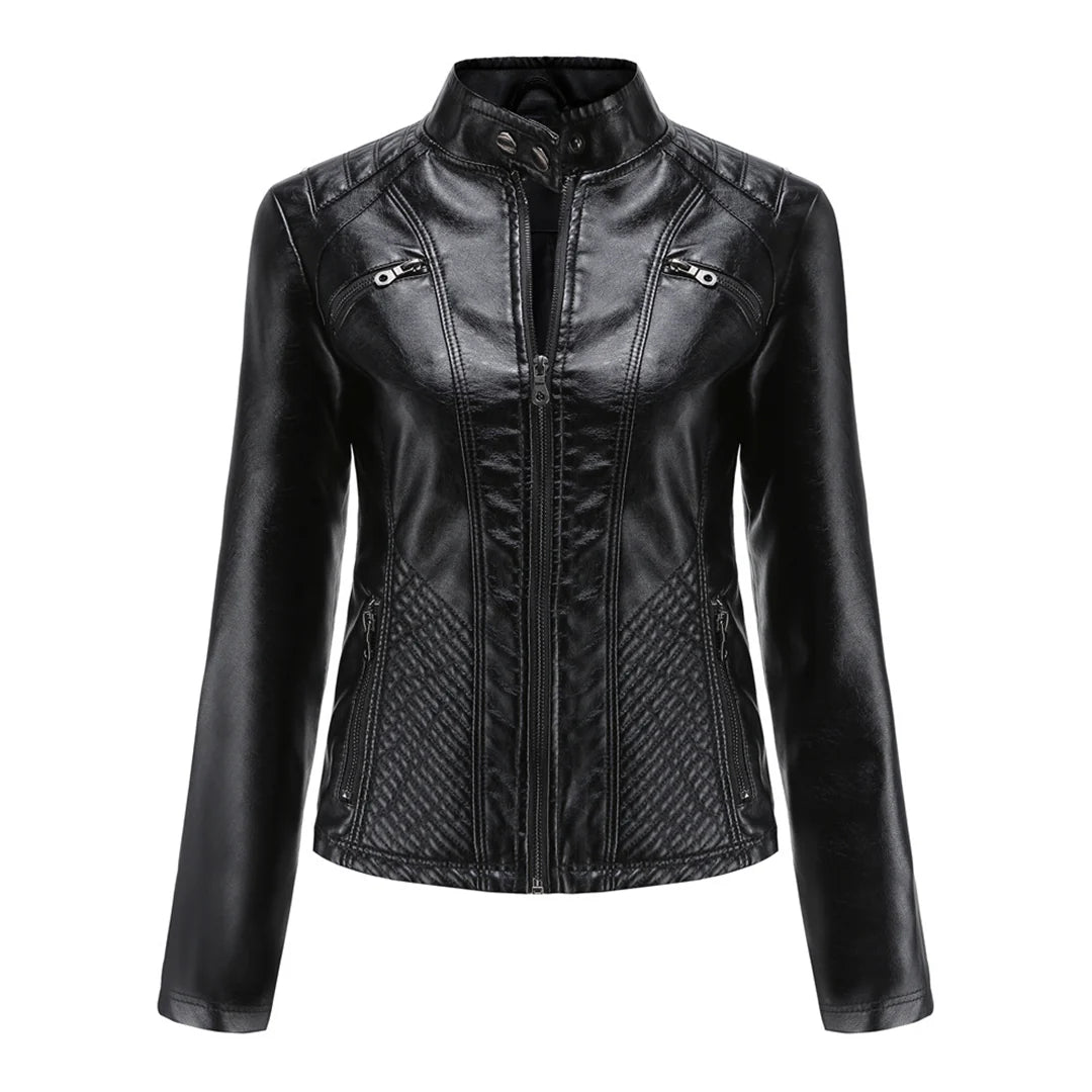 Stylische Kunstleder Damenjacke