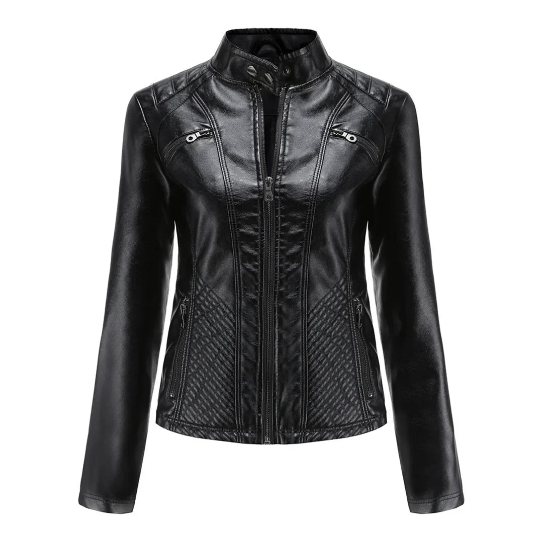 Stylische Damenjacke aus Kunstleder im klassischen Biker-Design