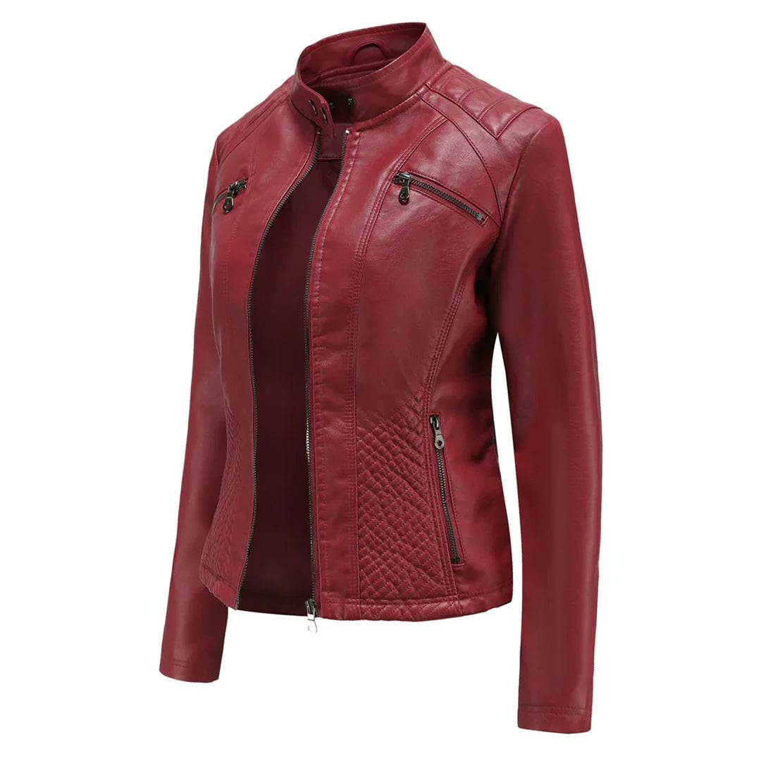 Stylische Damenjacke aus Kunstleder im klassischen Biker-Design