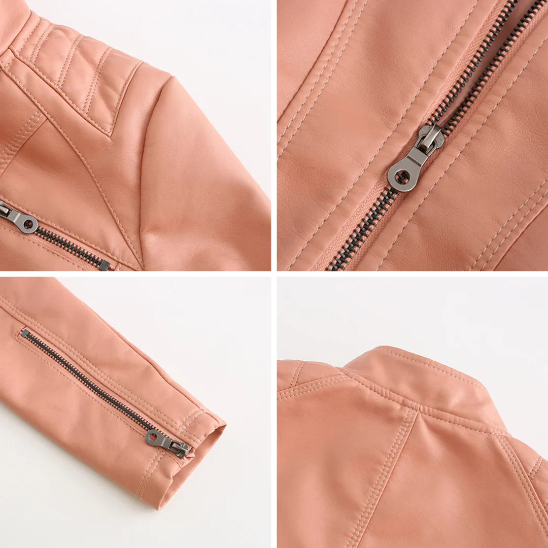 Stilvolle Damen-Lederjacke im Biker-Stil