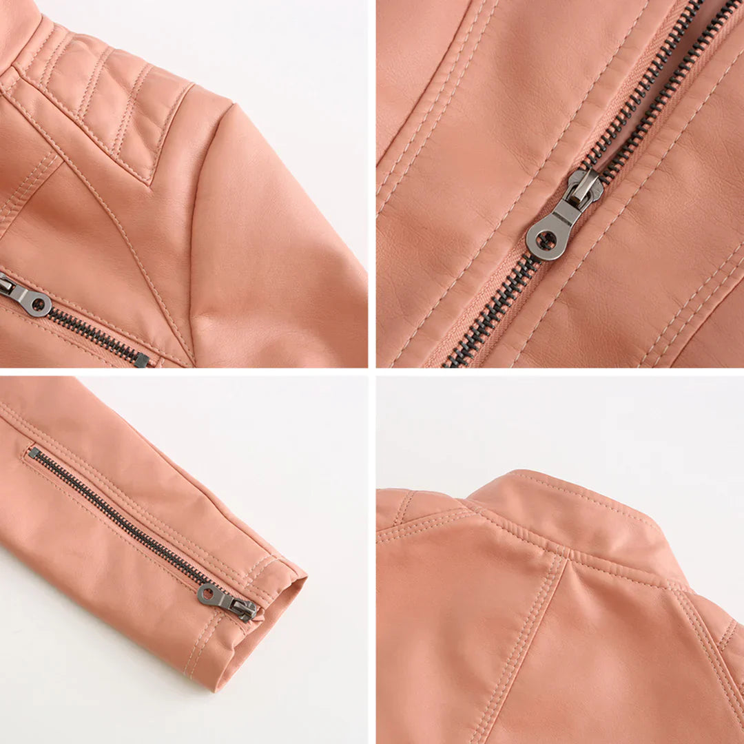 Stylische Damenjacke aus Kunstleder im klassischen Biker-Design