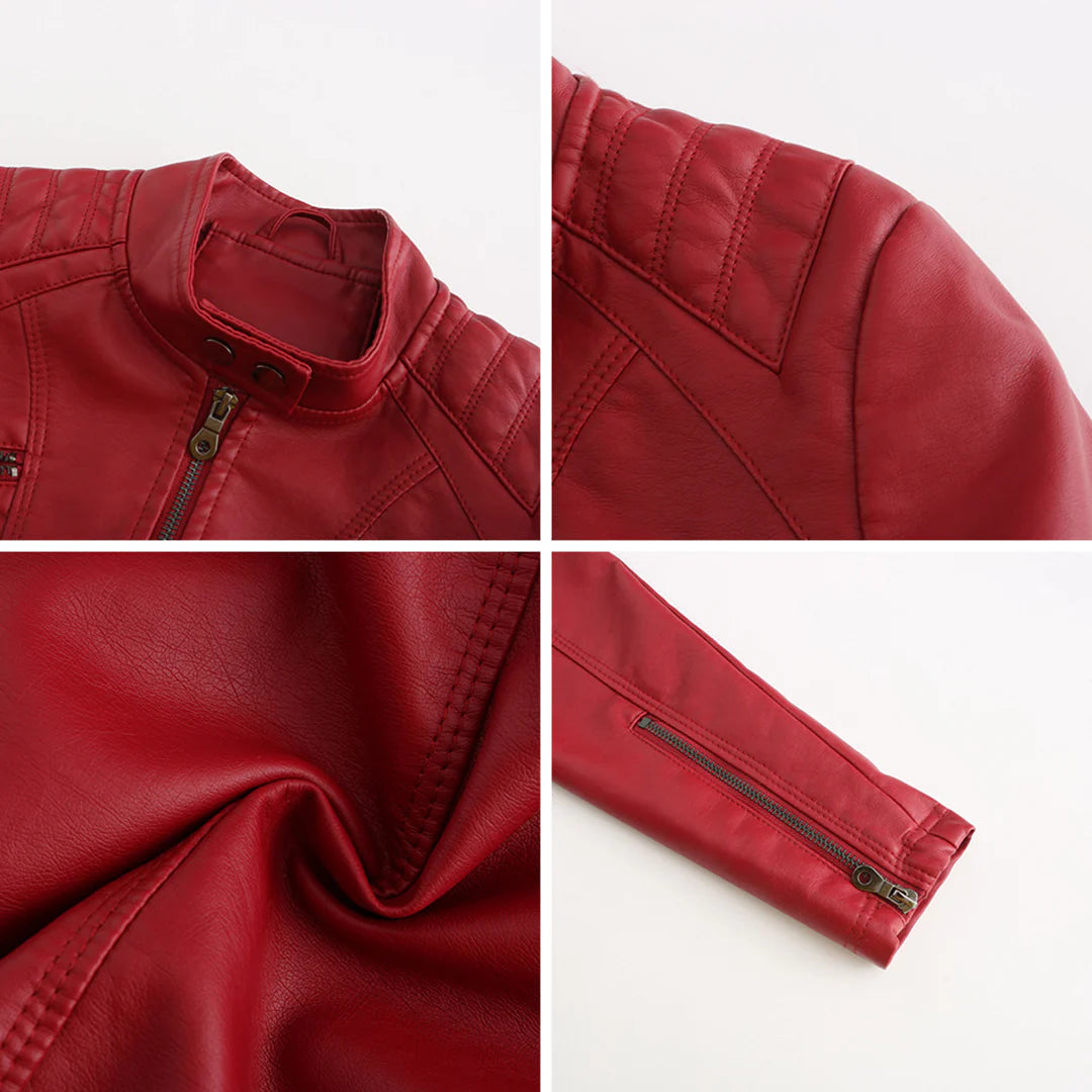 Stylische Kunstleder Damenjacke