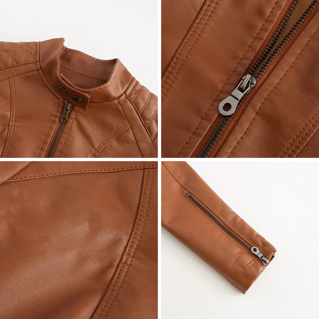 Stylische Kunstleder Damenjacke