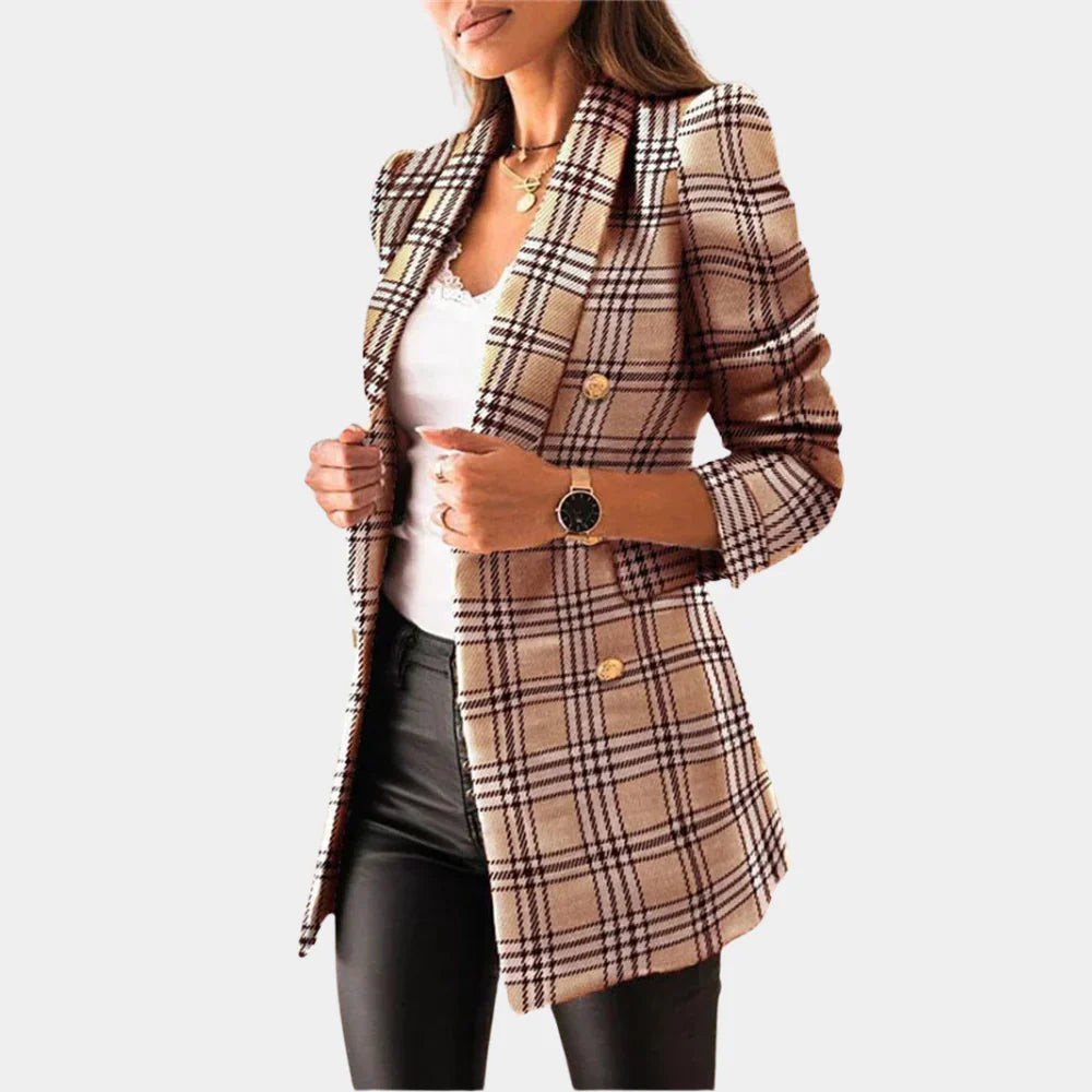 Stilvolle Damen Blazer mit Klassischem Karomuster und Schmaler Passform