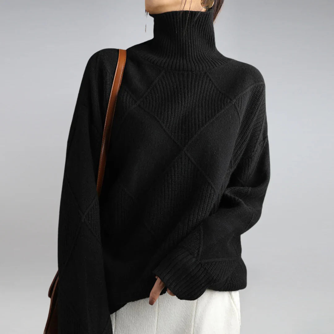 Klassischer Damen-Wolle Rollkragenpullover
