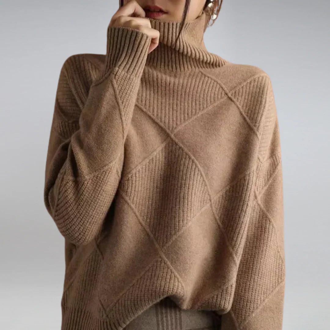 Klassischer Damen-Wolle Rollkragenpullover