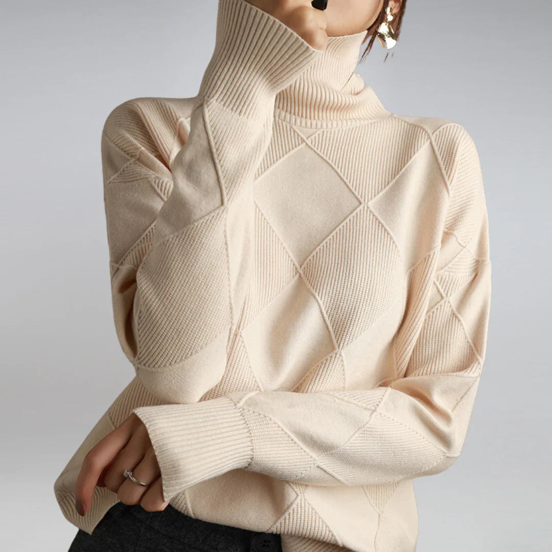 Klassischer Damen-Rollkragenpullover aus 100 % Wolle