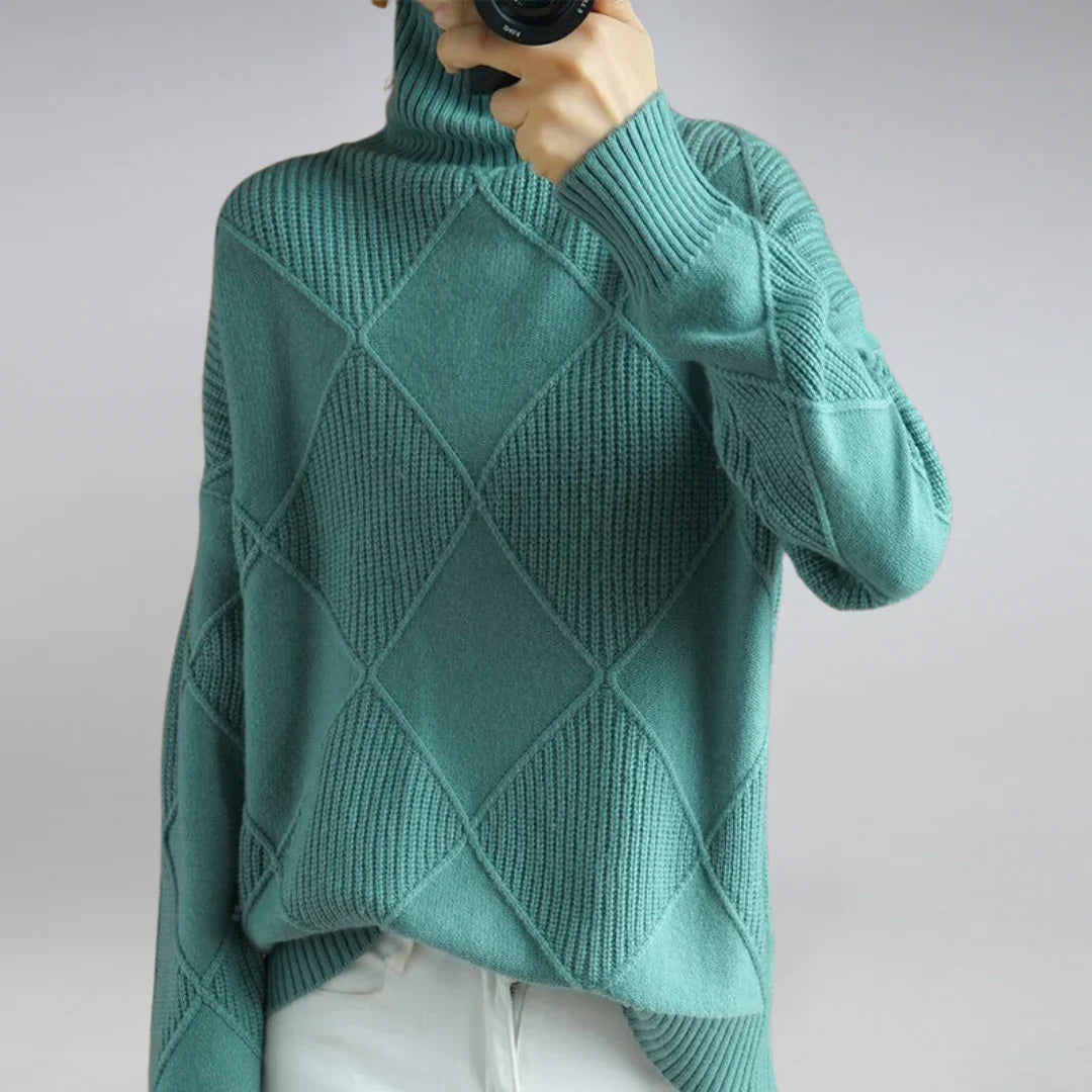 Klassischer Damen-Rollkragenpullover aus 100 % Wolle