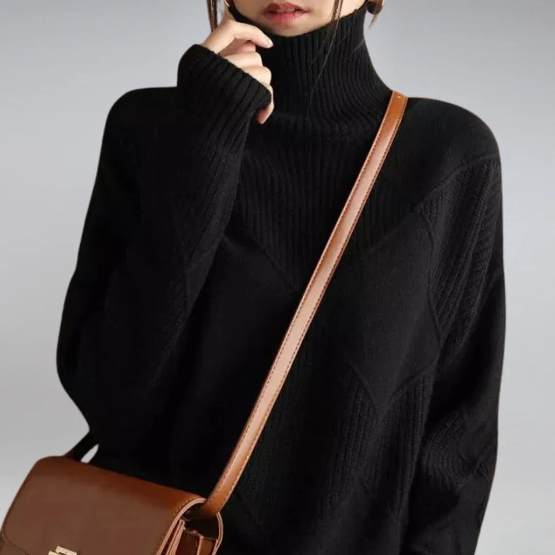 Klassischer Damen-Rollkragenpullover aus 100 % Wolle
