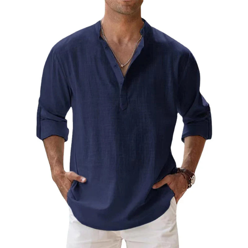 Zup Henley-stijl strandoverhemd voor heren