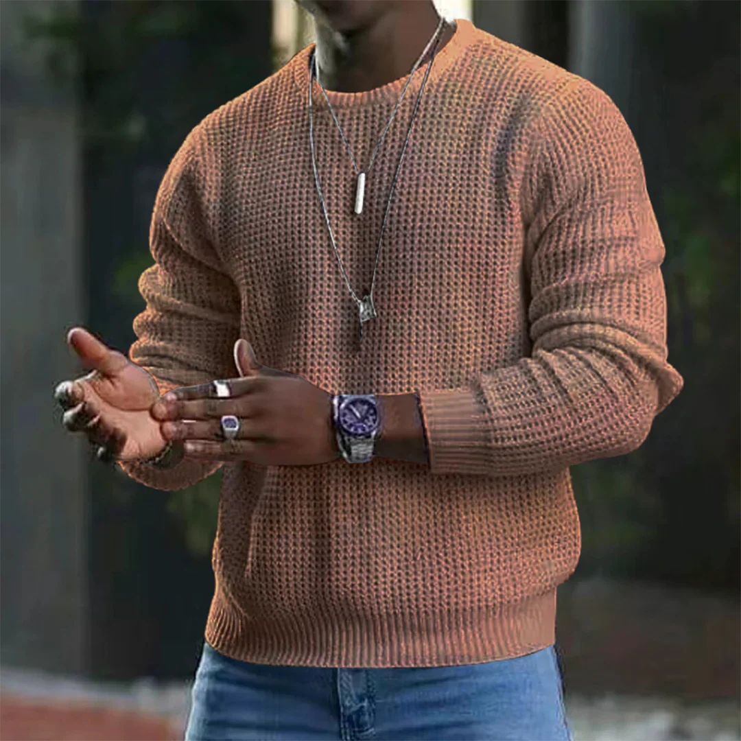 Bequemer Waffelstrickpullover für Herren